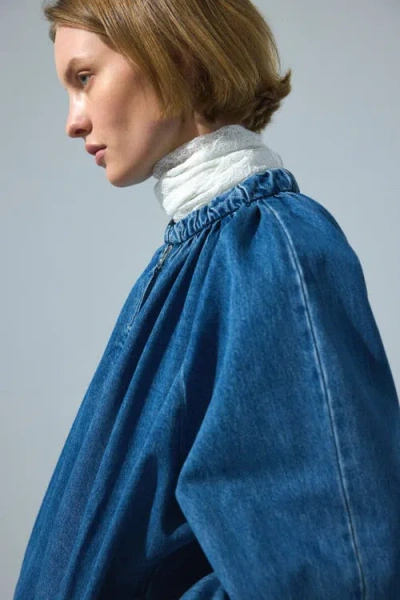 H&m Gathered Bomber Jacket In Blue