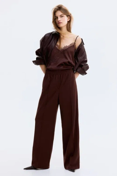 H&m Crease-front Pull-on Pants In Brown