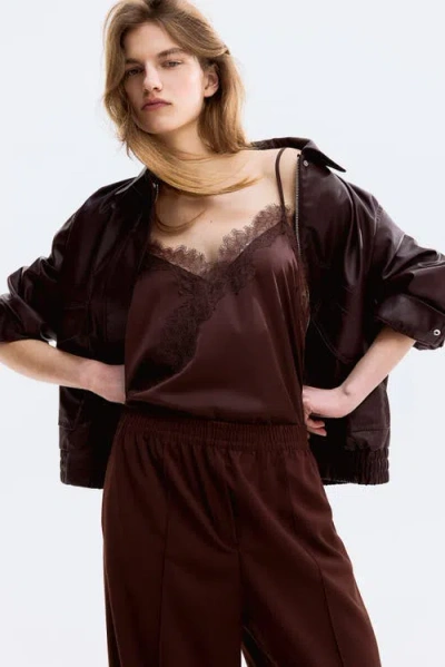 H&m Crease-front Pull-on Pants In Brown
