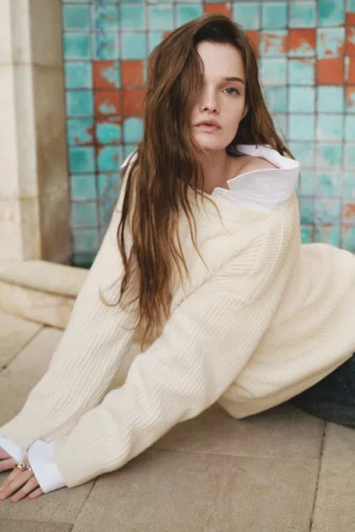 H&m Oversized Wool-blend Jumper In White