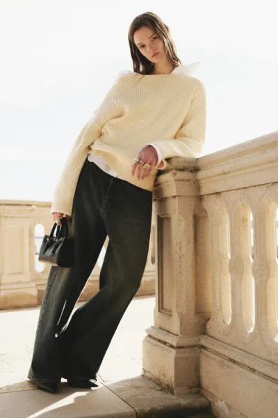H&m Oversized Wool-blend Jumper In White