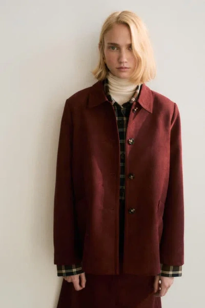 H&m Collared Jacket In Brown