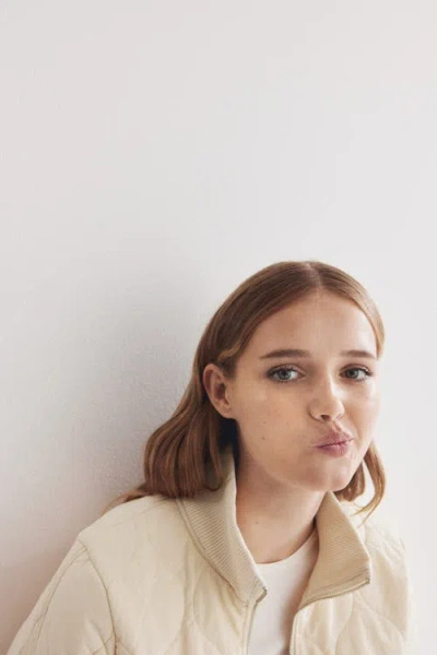 H&m Oversized Quilted Jacket In White