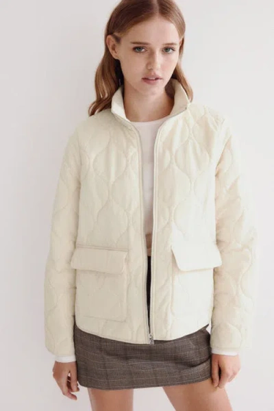 H&m Oversized Quilted Jacket In White