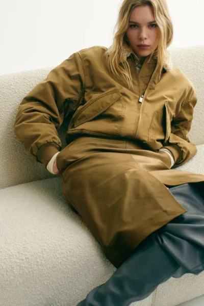 H&m Collared Bomber Jacket In Brown