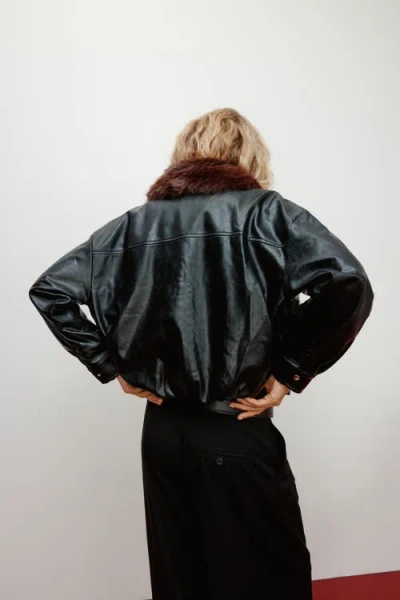 H&m Fluffy-collared Jacket In Black