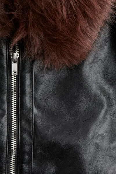 H&m Fluffy-collared Jacket In Black