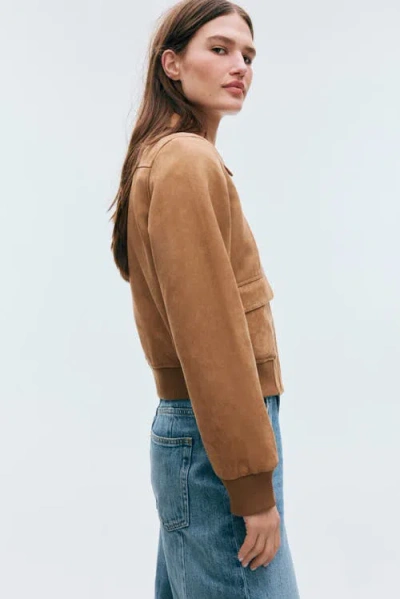H&m Collared Bomber Jacket In Brown