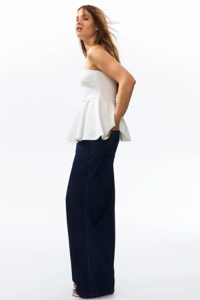H&m Denim Pull-on Trousers In Blue