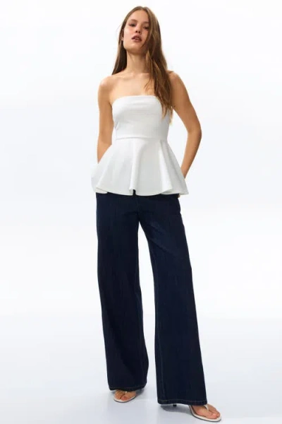 H&m Denim Pull-on Trousers In Blue
