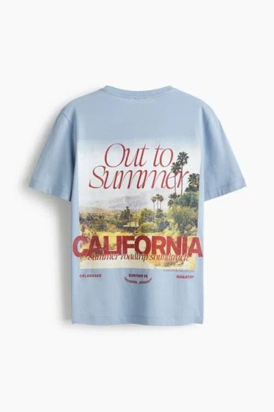 H&m Printed T-shirt In Blue