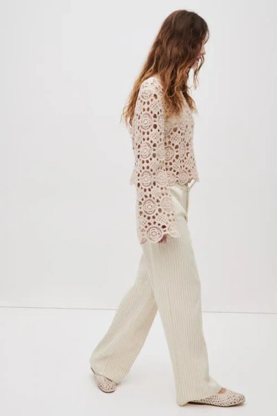 H&m Denim Pull-on Trousers In Neutral