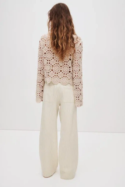 H&m Denim Pull-on Trousers In Neutral