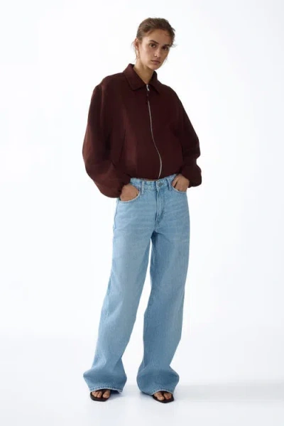 H&m Oversized Bubble-hem Jacket In Brown