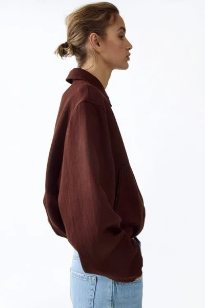 H&m Oversized Bubble-hem Jacket In Brown