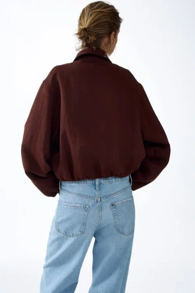 H&m Oversized Bubble-hem Jacket In Brown