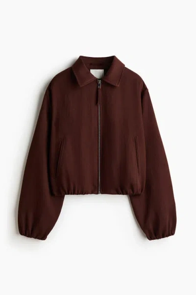 H&m Oversized Bubble-hem Jacket In Brown