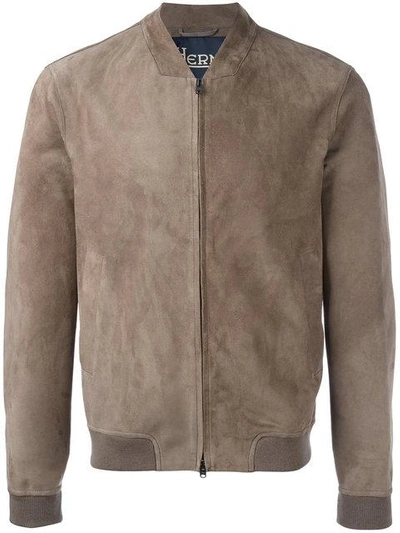 Shop Herno Zipped Bomber Jacket In Neutrals