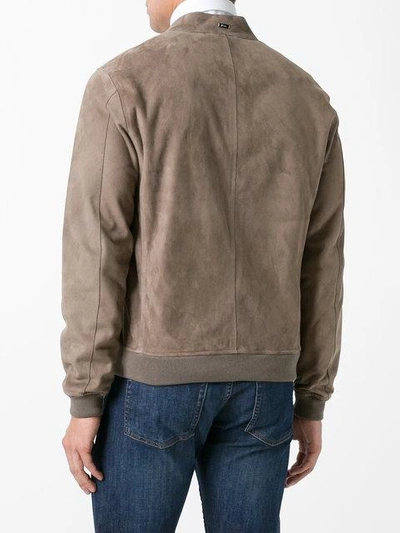 Shop Herno Zipped Bomber Jacket In Neutrals