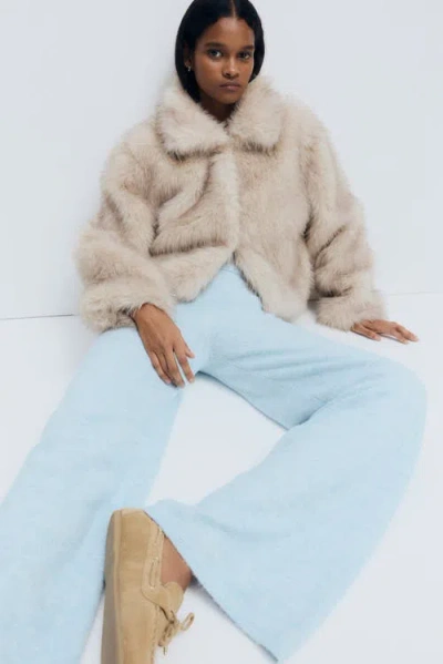 H&m Knitted Pull-on Trousers In Blue