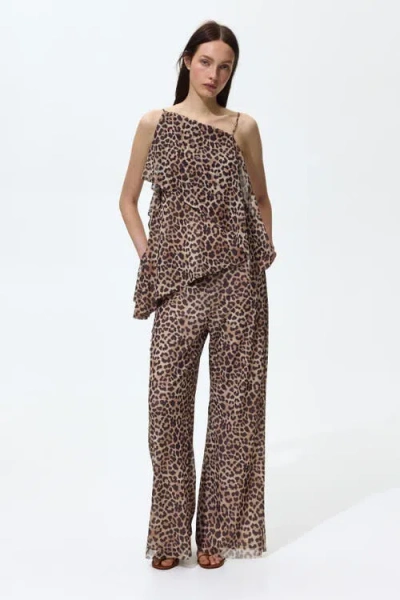 H&m Mesh Pull-on Trousers In Brown