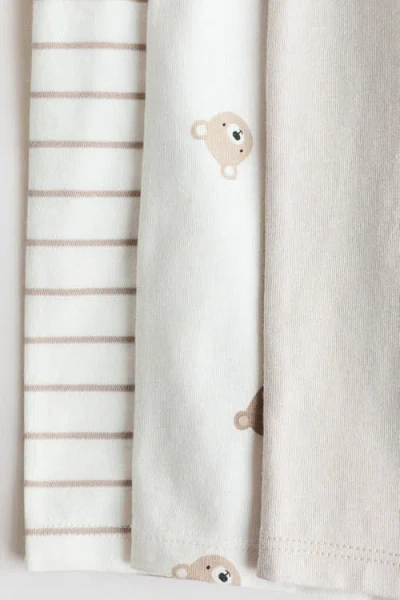 H&m 3-pack Short Sleepsuits In Multi