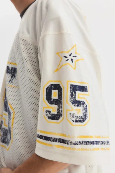 H&m Oversized Fit Printed Mesh T-shirt In White
