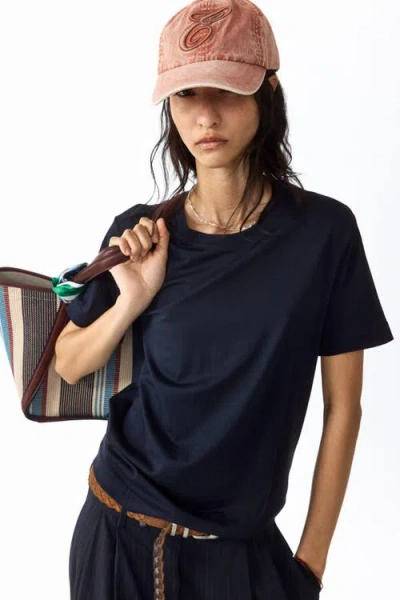 H&m Silk-blend T-shirt In Blue