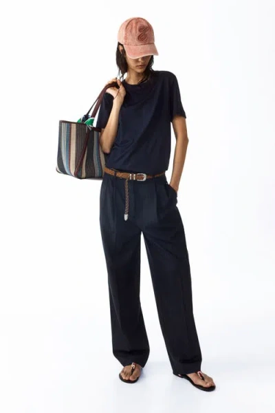H&m Silk-blend T-shirt In Blue