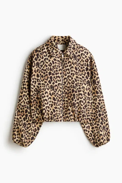 H&m Oversized Bubble-hem Jacket In Brown