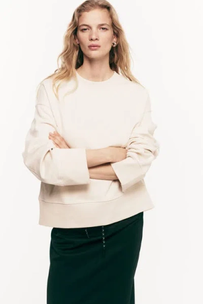 H&m Oversized Cotton Sweatshirt In Neutral