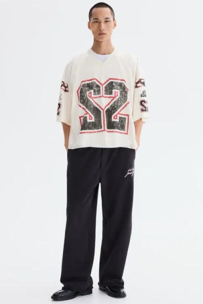 H&m Oversized Fit Printed Mesh T-shirt In White