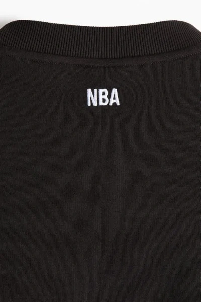 H&m Oversized Printed Sweatshirt In Black
