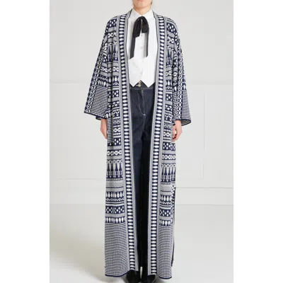 Temperley London Patterned Knit Coat In Blue