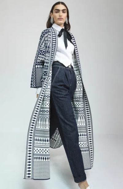 Temperley London Patterned Knit Coat In Blue