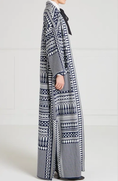 Temperley London Patterned Knit Coat In Blue
