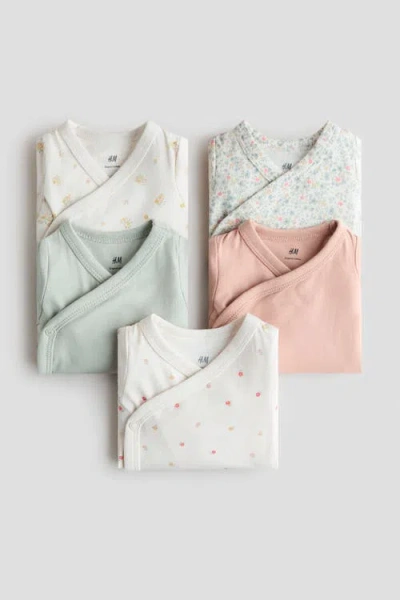H&m 5-pack Wrapover Bodysuits In Multi