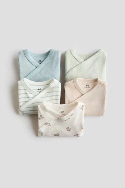 H&m 5-pack Wrapover Bodysuits In Multi