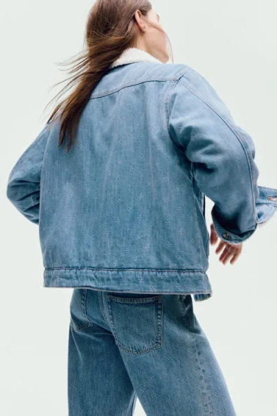 H&m Collared Denim Jacket In Blue