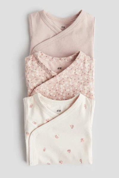 H&m 3-pack Wrapover Bodysuits In Multi