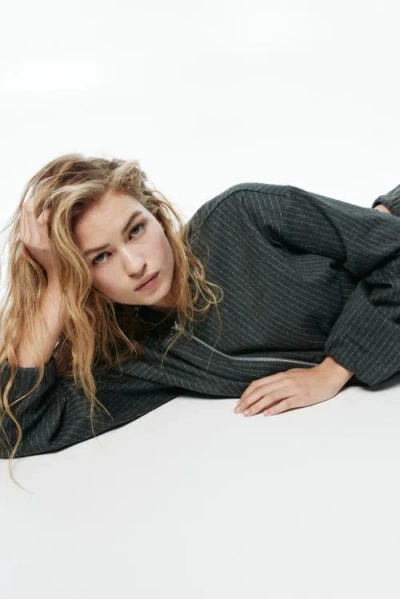 H&m Oversized Jersey Jacket In Gray
