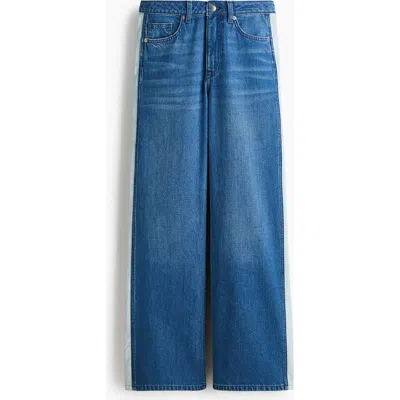 H&m Wide Regular Side-striped Jeans In Blue