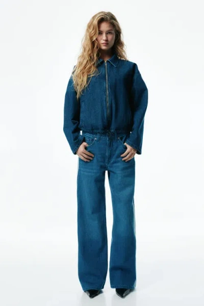 H&m Wide Regular Side-striped Jeans In Blue
