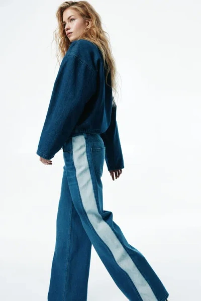 H&m Wide Regular Side-striped Jeans In Blue