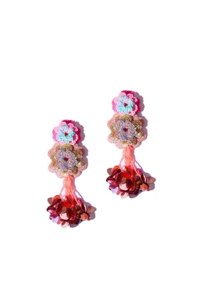 Simitri Peony Earrings In Pink
