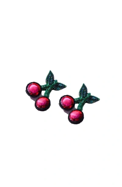 Simitri Cherry Earrings In Green