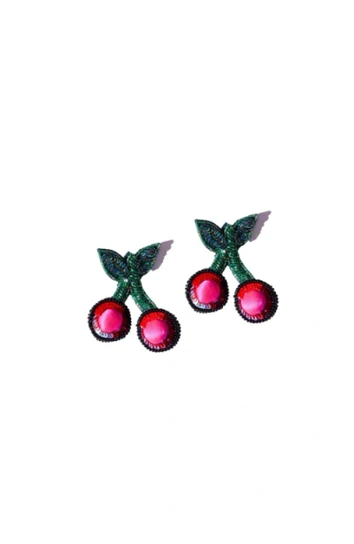 Simitri Cherry Earrings In Green