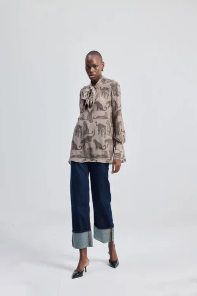 Reistor Relaxed-fit Top With Front Tie In Multi
