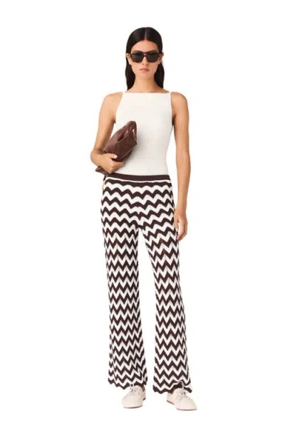 Maje Cotton Zigzag Crochet Trousers In Brown