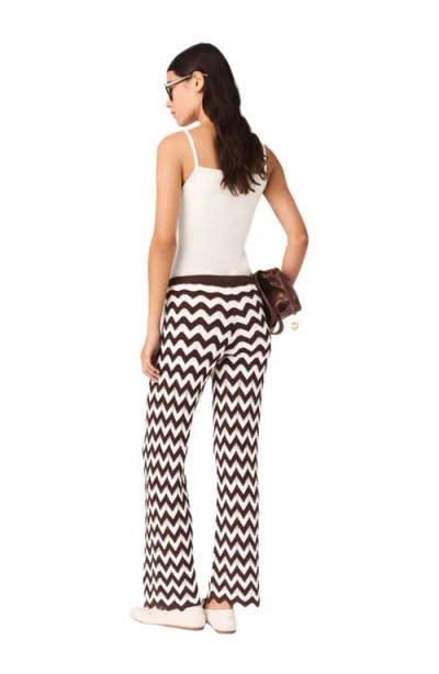 Maje Cotton Zigzag Crochet Trousers In Brown